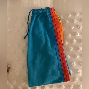 Aviator Nation Neon Blue Striped Sweatpants